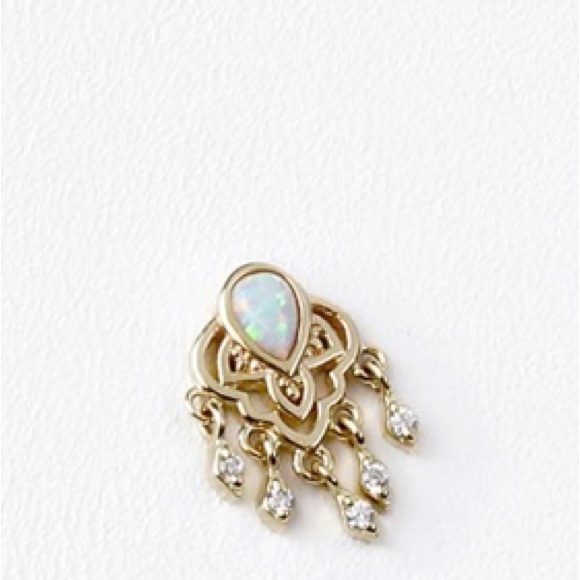 Invictus 14 kt gold Opal & CZ Mandala Chandelier Earring - Picture 2 of 7